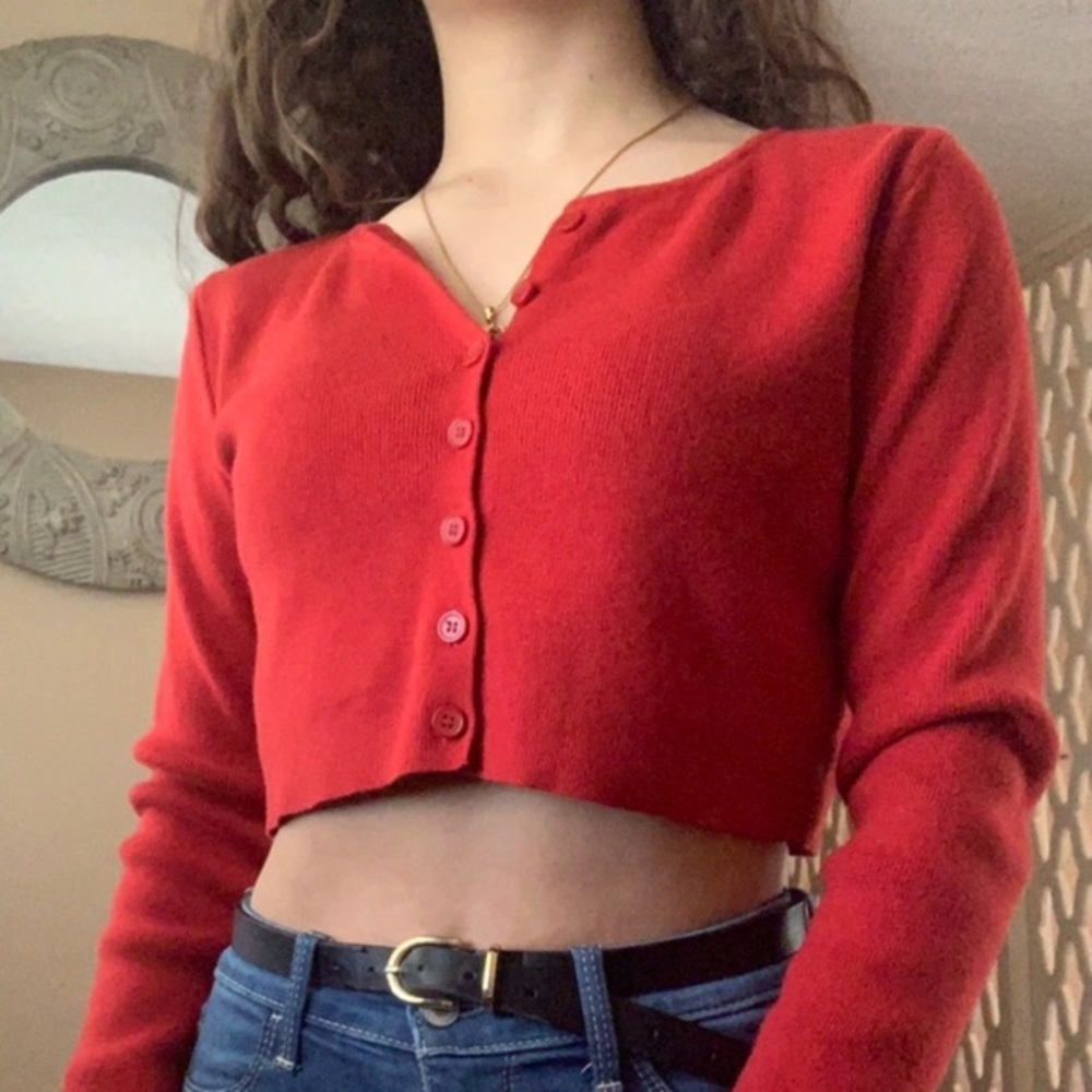 BRANDY MELVILLE RED ATHELIA CARDIGAN